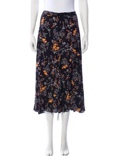 Pre-owned Zadig & Voltaire Floral Print Midi Length Skirt In Blue