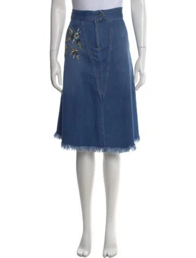 Pre-owned Zadig & Voltaire Floral Print Midi Length Skirt In Blue
