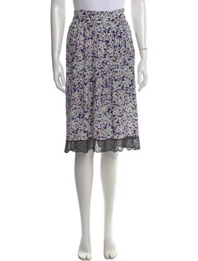 Pre-owned Zadig & Voltaire Floral Print Midi Length Skirt In Blue