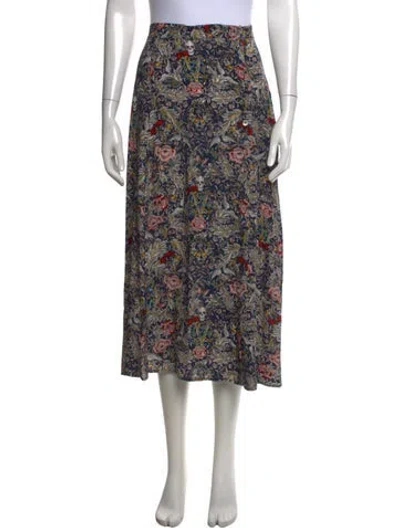Pre-owned Zadig & Voltaire Floral Print Midi Length Skirt In Blue