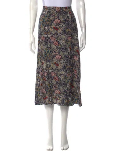 Pre-owned Zadig & Voltaire Floral Print Midi Length Skirt In Blue