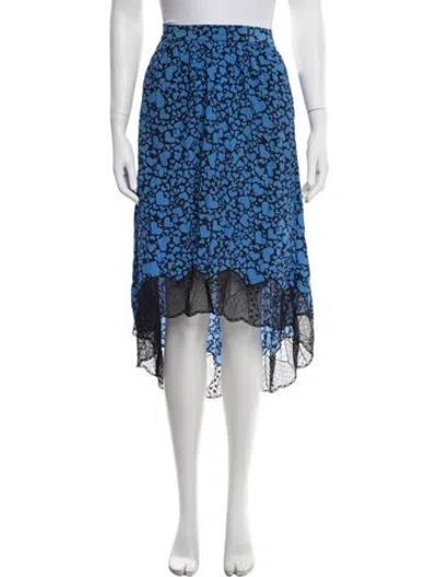 Pre-owned Zadig & Voltaire Floral Print Midi Length Skirt In Blue