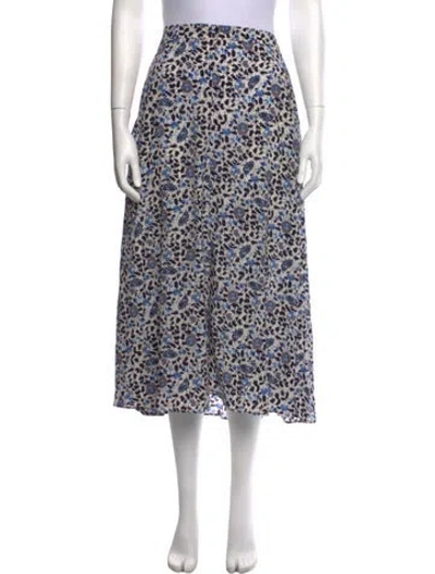 Pre-owned Zadig & Voltaire Floral Print Midi Length Skirt In Blue/neutrals