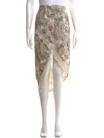 Pre-owned Zadig & Voltaire Floral Print Midi Length Skirt In Neutrals