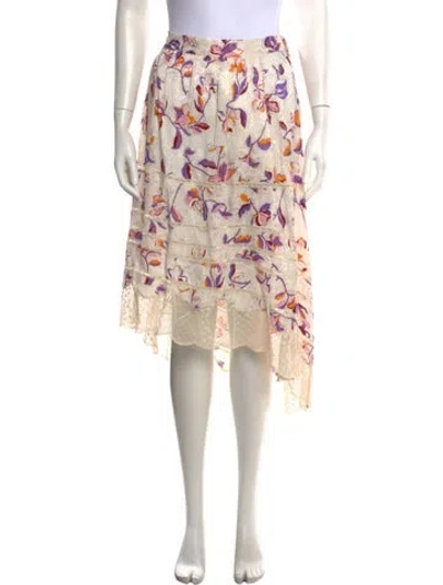 Pre-owned Zadig & Voltaire Floral Print Midi Length Skirt In Neutrals