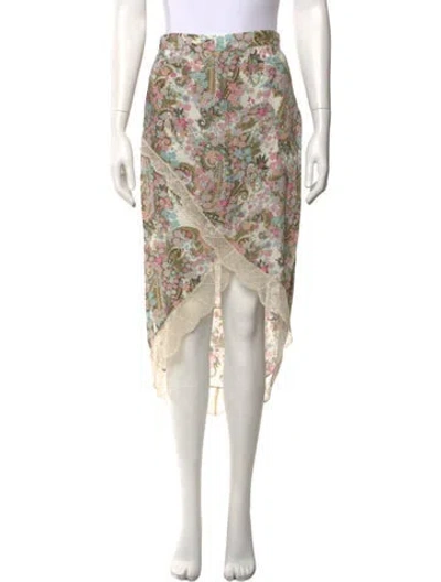 Pre-owned Zadig & Voltaire Floral Print Midi Length Skirt In Neutrals