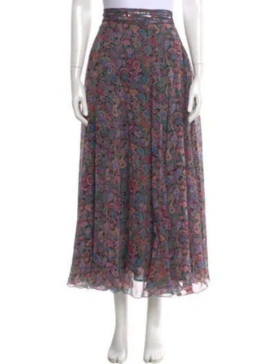 Pre-owned Zadig & Voltaire Floral Print Midi Length Skirt In Pink