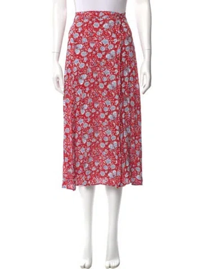 Pre-owned Zadig & Voltaire Floral Print Midi Length Skirt In Red