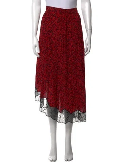 Pre-owned Zadig & Voltaire Floral Print Midi Length Skirt In Red