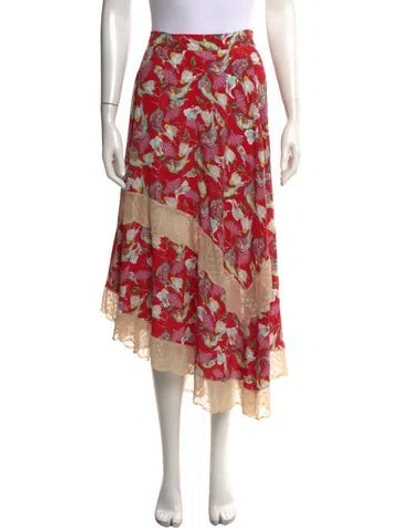 Pre-owned Zadig & Voltaire Floral Print Midi Length Skirt In Red