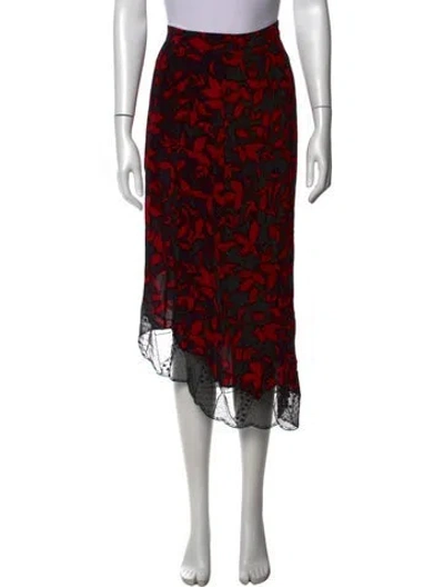 Pre-owned Zadig & Voltaire Floral Print Midi Length Skirt In Red