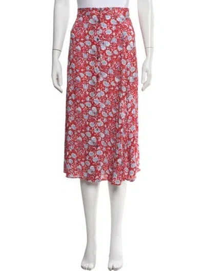 Pre-owned Zadig & Voltaire Floral Print Midi Length Skirt In Red