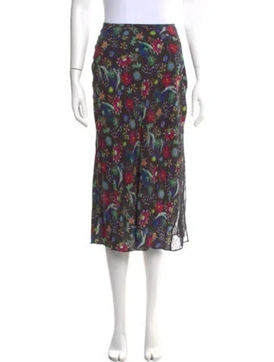 Pre-owned Zadig & Voltaire Floral Print Midi Length Skirt W/ Tags In Black