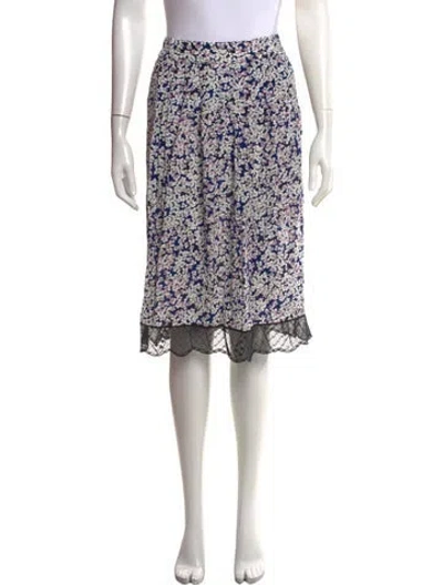 Pre-owned Zadig & Voltaire Floral Print Midi Length Skirt W/ Tags In Blue