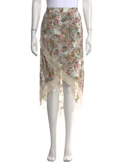 Pre-owned Zadig & Voltaire Floral Print Midi Length Skirt W/ Tags In Neutrals
