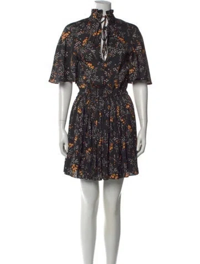 Pre-owned Zadig & Voltaire Floral Print Mini Dress In Black