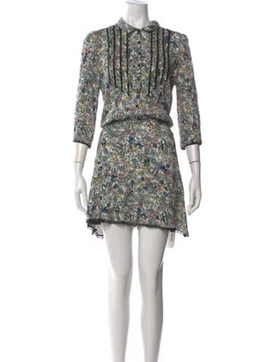 Pre-owned Zadig & Voltaire Floral Print Mini Dress In Blue