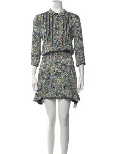 Pre-owned Zadig & Voltaire Floral Print Mini Dress In Blue