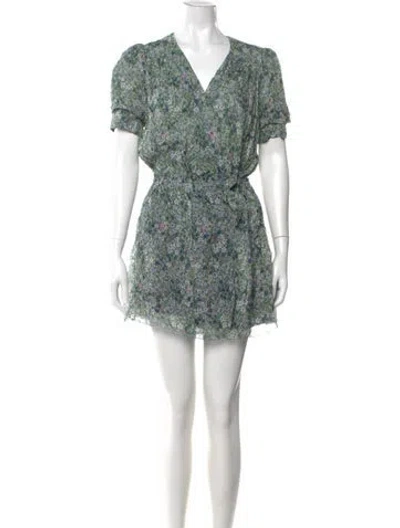 Pre-owned Zadig & Voltaire Floral Print Mini Dress In Green