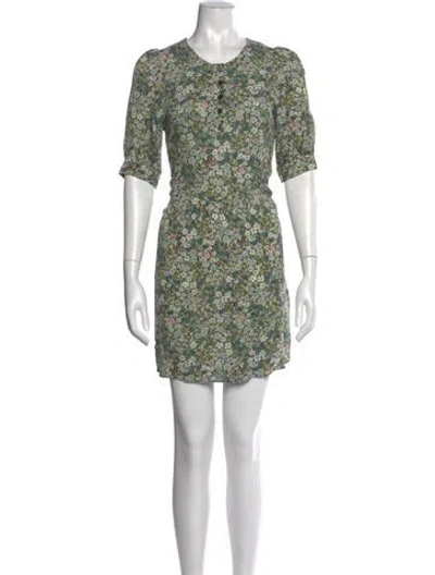 Pre-owned Zadig & Voltaire Floral Print Mini Dress In Green