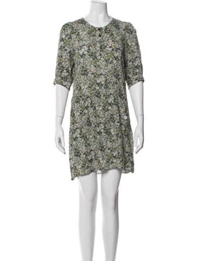 Pre-owned Zadig & Voltaire Floral Print Mini Dress In Green