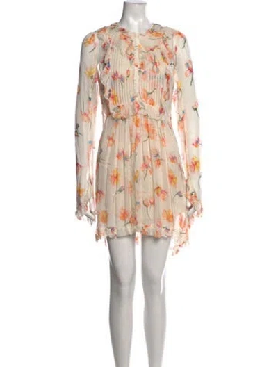 Pre-owned Zadig & Voltaire Floral Print Mini Dress In Neutrals