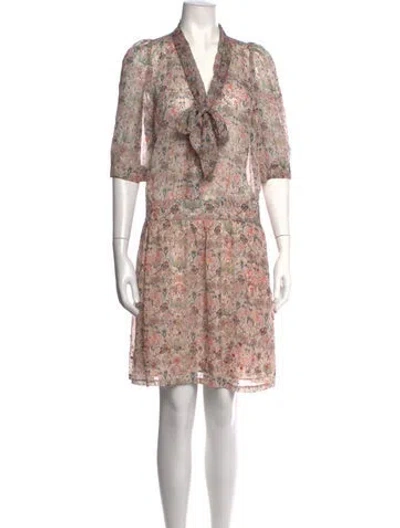 Pre-owned Zadig & Voltaire Floral Print Mini Dress In Pink