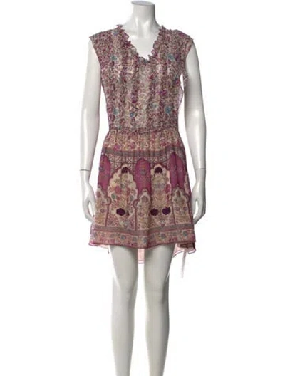 Pre-owned Zadig & Voltaire Floral Print Mini Dress In Purple