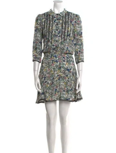 Pre-owned Zadig & Voltaire Floral Print Mini Dress W/ Tags In Blue