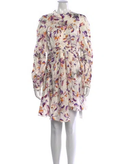 Pre-owned Zadig & Voltaire Floral Print Mini Dress W/ Tags In Neutrals