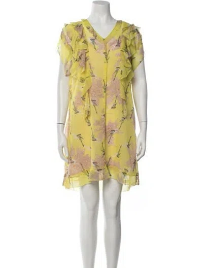 Pre-owned Zadig & Voltaire Floral Print Mini Dress In Yellow