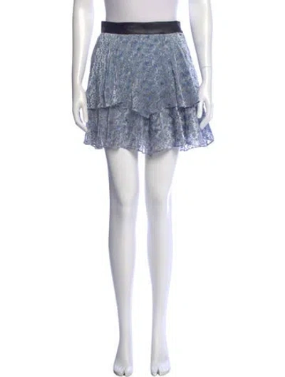 Pre-owned Zadig & Voltaire Floral Print Mini Skirt In Blue
