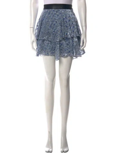 Pre-owned Zadig & Voltaire Floral Print Mini Skirt W/ Tags In Blue