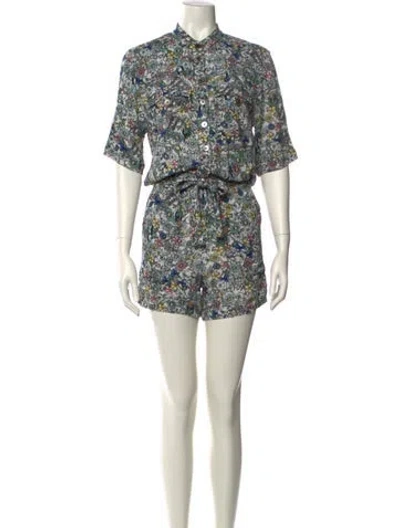 Pre-owned Zadig & Voltaire Floral Print Romper In Blue