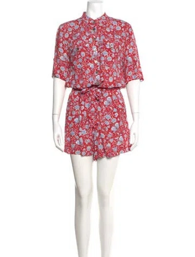 Pre-owned Zadig & Voltaire Floral Print Romper In Red