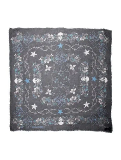 Pre-owned Zadig & Voltaire Floral Print Scarf In Blue