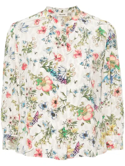 Zadig & Voltaire Floral-print Silk Blouse In Neutrals