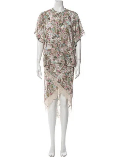 Pre-owned Zadig & Voltaire Floral Print Skirt Set In Neutrals