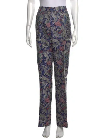 Pre-owned Zadig & Voltaire Floral Print Straight Leg Pants In Blue