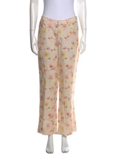 Pre-owned Zadig & Voltaire Floral Print Straight Leg Pants In Neutral