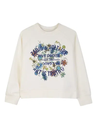 Zadig & Voltaire Kids' Sweatshirt Mit Blumen-print In White