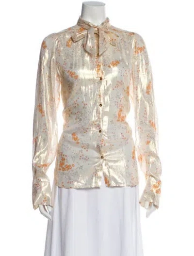 Pre-owned Zadig & Voltaire Floral Print Tie Neck Blouse