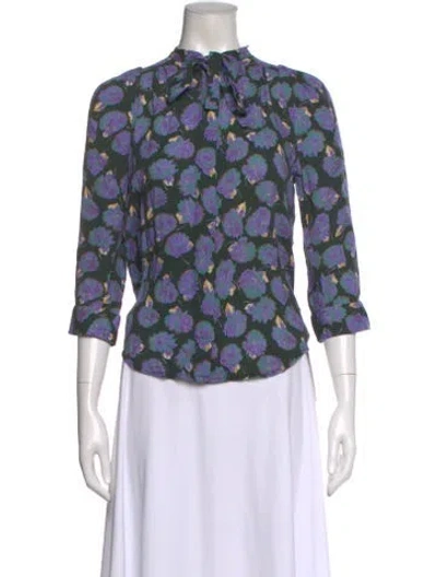 Pre-owned Zadig & Voltaire Floral Print Tie Neck Blouse In Multi