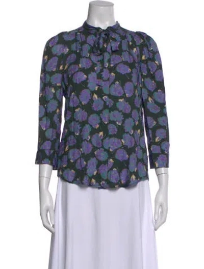 Pre-owned Zadig & Voltaire Floral Print Tie Neck Blouse In Multi