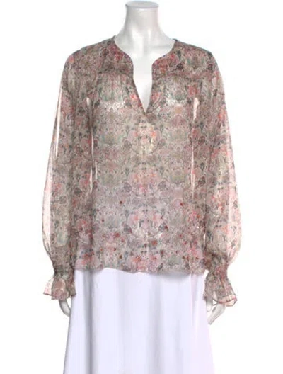 Pre-owned Zadig & Voltaire Floral Print V-neck Blouse