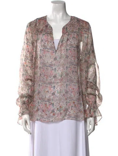Pre-owned Zadig & Voltaire Floral Print V-neck Blouse