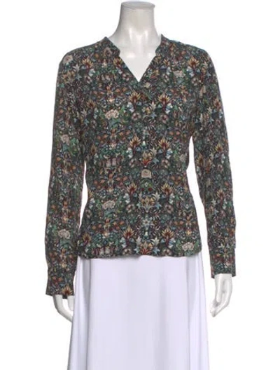 Pre-owned Zadig & Voltaire Floral Print V-neck Blouse In Black