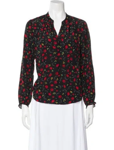 Pre-owned Zadig & Voltaire Floral Print V-neck Blouse In Gray