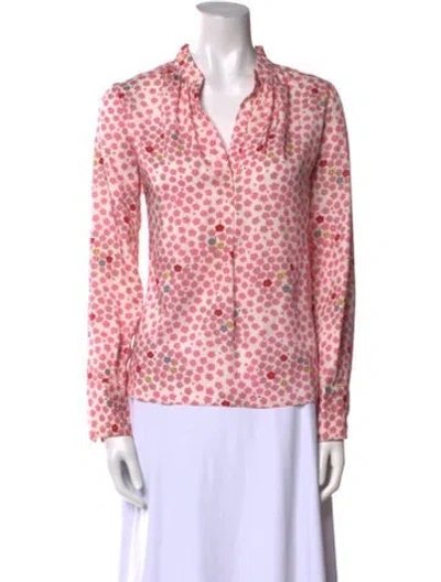 Pre-owned Zadig & Voltaire Floral Print V-neck Blouse In Pink