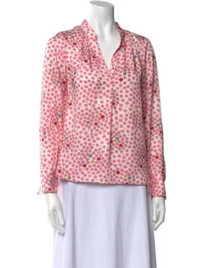 Pre-owned Zadig & Voltaire Floral Print V-neck Blouse In Pink
